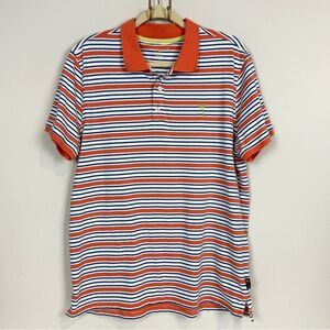 Margaritaville Orange Blue Striped Polo Shirt L
